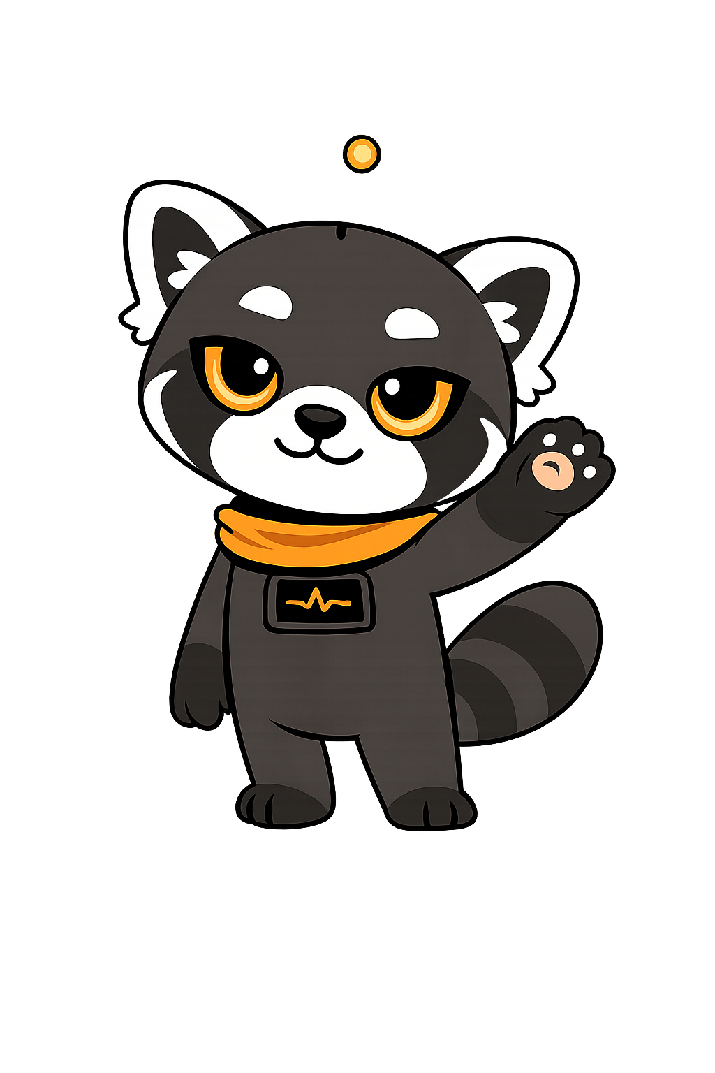 Navi the AI red panda mascot, waving hello